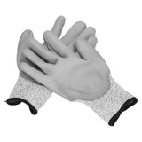 2 Pair Gray Cut Resistant Gloves Level 5 Protection HPPE Dipped Gloves for Gardening Outdoor - Side View