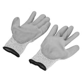 2 Pair Gray Cut Resistant Gloves Level 5 Protection HPPE Dipped Gloves for Gardening Outdoor - Close-Up Angle