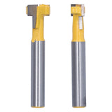 2Pcs 1/4 Shank Woodworking Cutter T Shaped High Speed Steel 9.52mm 12.7mm Woodworking Milling Cutter for Wood Cutting