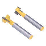 2Pcs 1/4 Shank Woodworking Cutter T Shaped High Speed Steel 9.52mm 12.7mm Woodworking Milling Cutter for Wood Cutting - Close-Up Angle