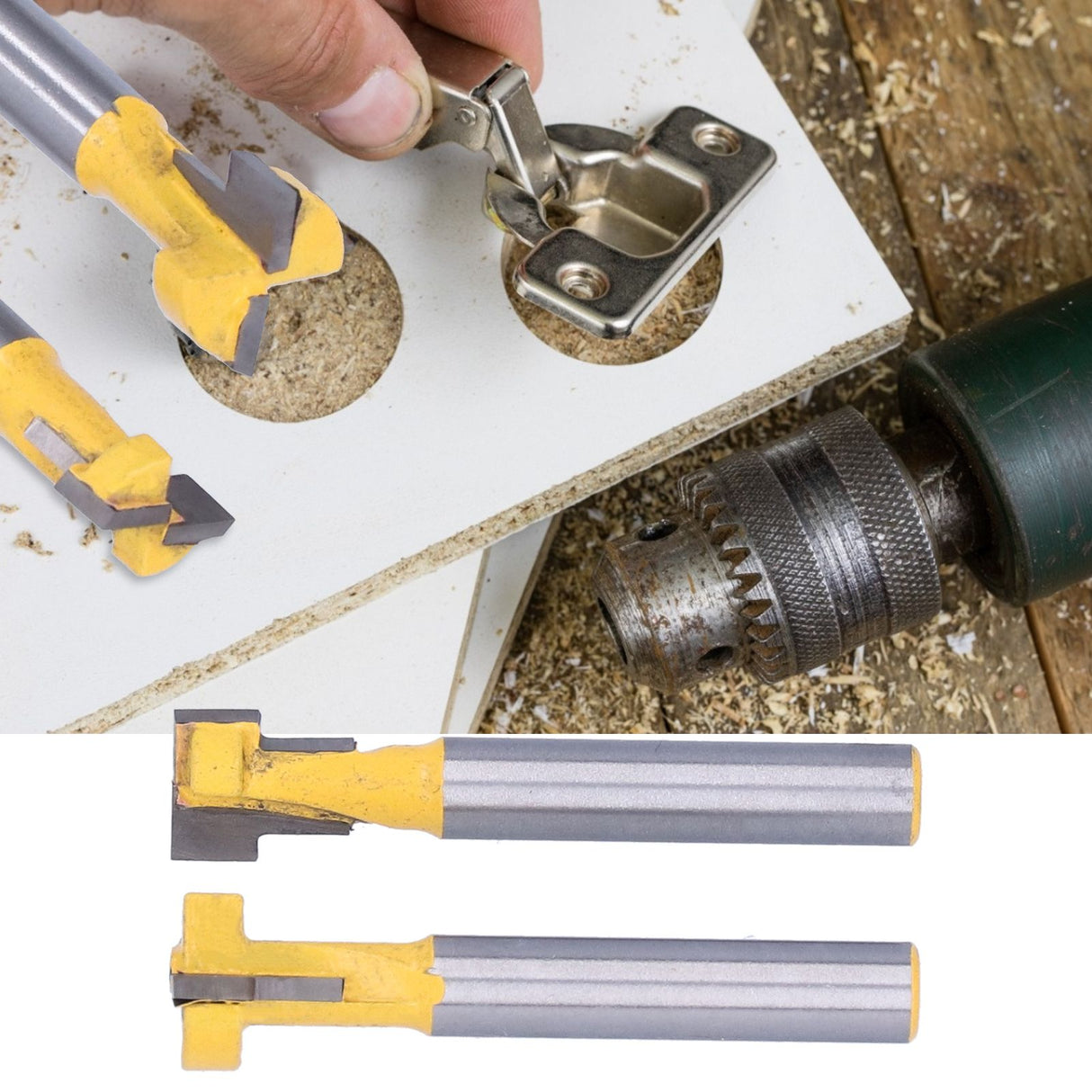 2Pcs 1/4 Shank Woodworking Cutter T Shaped High Speed Steel 9.52mm 12.7mm Woodworking Milling Cutter for Wood Cutting