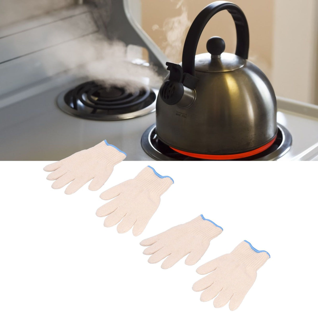 2 Pairs Thermal Insulated Gloves 300℃ Heat Resistant Non Slip Anti Scalding Mitts for BBQ Oven