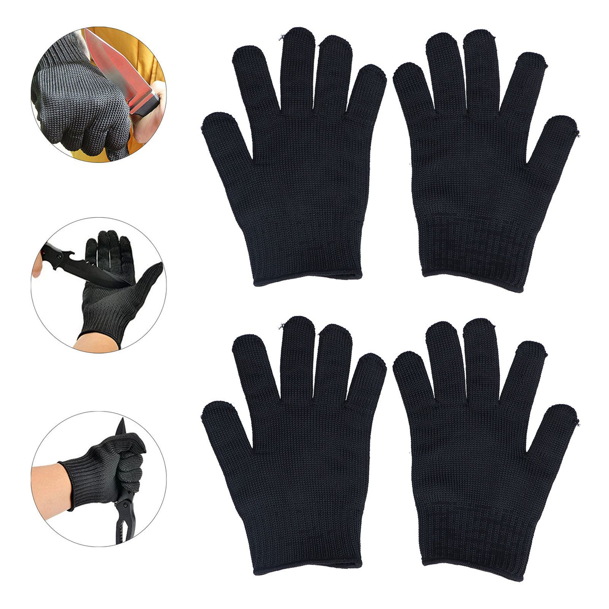 2 Pairs Cut Resistant Gloves Level 5 Protection Scratch Proof Steel Wire Garden Working Gloves for Mechanical