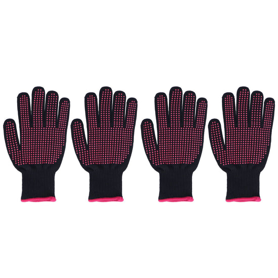 4Pcs Heat Resistant Gloves High Temperature Resistant Anti Scalding Mitts with Silicone BumpsRose Red Silicone Rose Red Edge