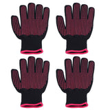 4Pcs Heat Resistant Gloves High Temperature Resistant Anti Scalding Mitts with Silicone BumpsRose Red Silicone Rose Red Edge