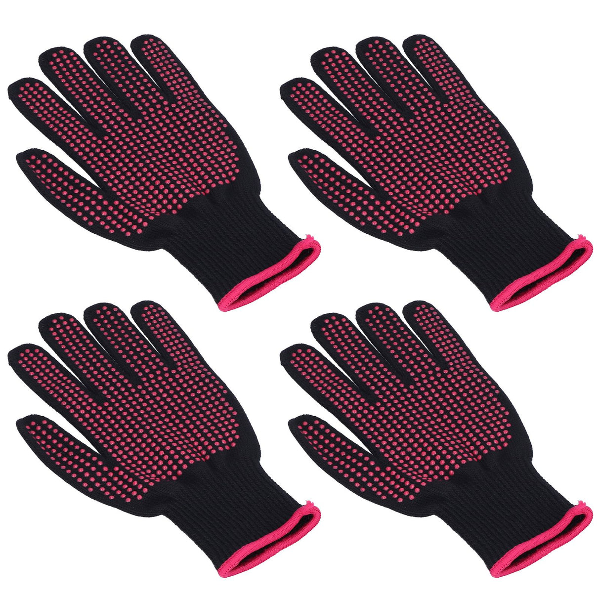 4Pcs Heat Resistant Gloves High Temperature Resistant Anti Scalding Mitts with Silicone BumpsRose Red Silicone Rose Red Edge