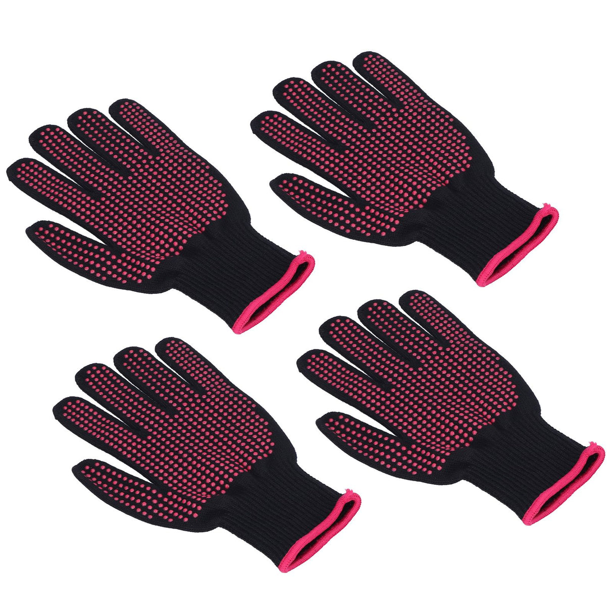 4Pcs Heat Resistant Gloves High Temperature Resistant Anti Scalding Mitts with Silicone BumpsRose Red Silicone Rose Red Edge