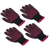 4Pcs Heat Resistant Gloves High Temperature Resistant Anti Scalding Mitts with Silicone BumpsRose Red Silicone Rose Red Edge