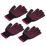 4Pcs Heat Resistant Gloves High Temperature Resistant Anti Scalding Mitts with Silicone BumpsRose Red Silicone Rose Red Edge - Low Angle