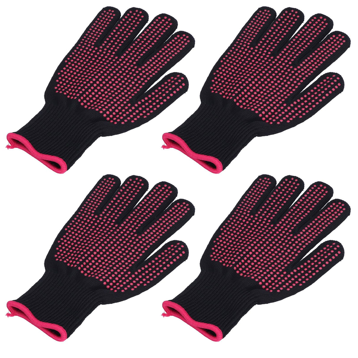 4Pcs Heat Resistant Gloves High Temperature Resistant Anti Scalding Mitts with Silicone BumpsRose Red Silicone Rose Red Edge
