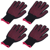 4Pcs Heat Resistant Gloves High Temperature Resistant Anti Scalding Mitts with Silicone BumpsRose Red Silicone Rose Red Edge
