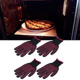 4Pcs Heat Resistant Gloves High Temperature Resistant Anti Scalding Mitts with Silicone BumpsRose Red Silicone Rose Red Edge - Extra Image