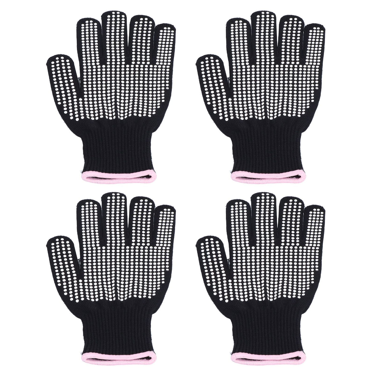 4Pcs Heat Resistant Gloves High Temperature Resistant Anti Scalding Mitts with Silicone BumpsWhite Silicone Pink Edge