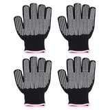 4Pcs Heat Resistant Gloves High Temperature Resistant Anti Scalding Mitts with Silicone BumpsWhite Silicone Pink Edge