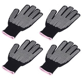 4Pcs Heat Resistant Gloves High Temperature Resistant Anti Scalding Mitts with Silicone BumpsWhite Silicone Pink Edge