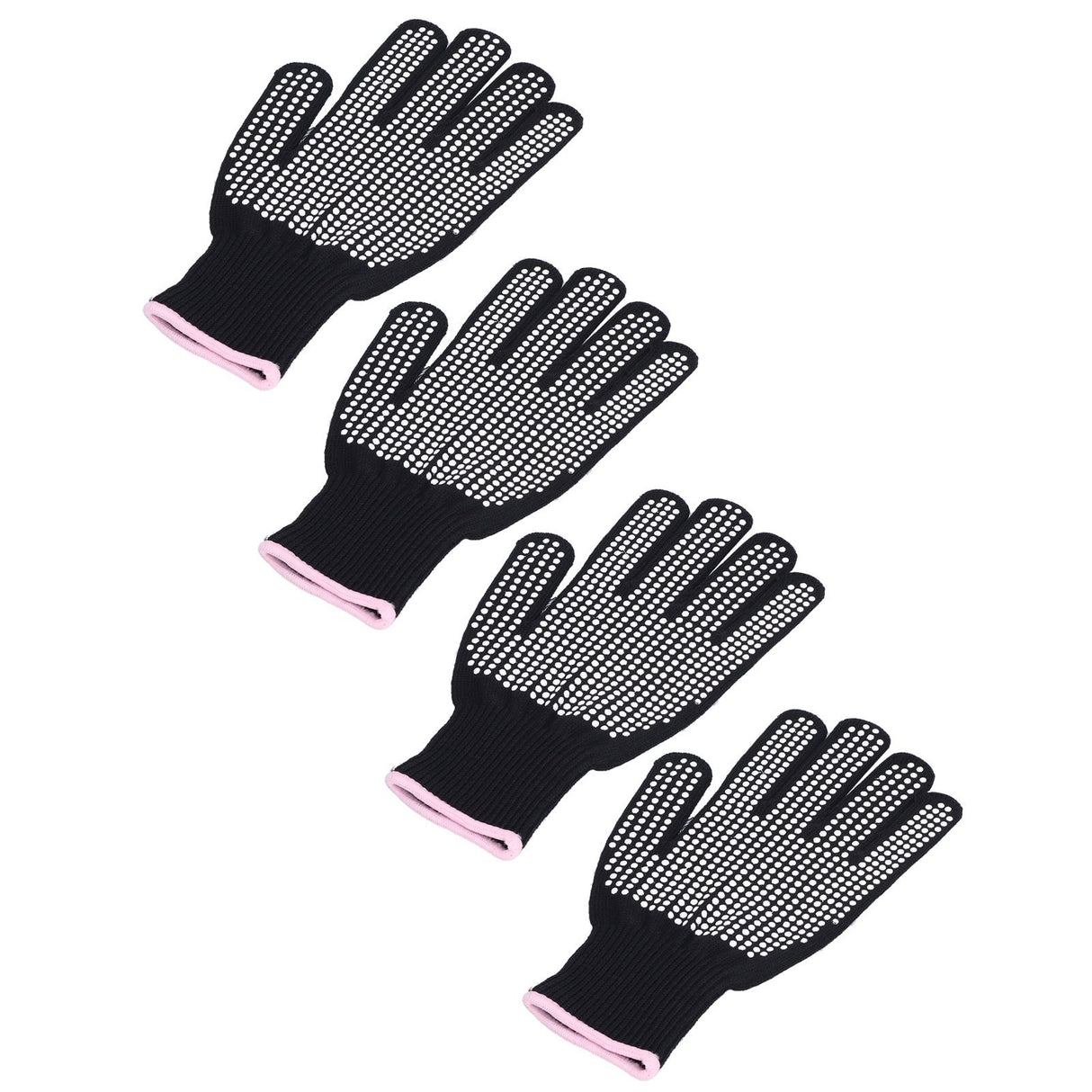 4Pcs Heat Resistant Gloves High Temperature Resistant Anti Scalding Mitts with Silicone BumpsWhite Silicone Pink Edge
