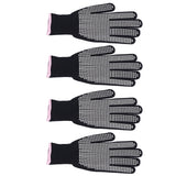 4Pcs Heat Resistant Gloves High Temperature Resistant Anti Scalding Mitts with Silicone BumpsWhite Silicone Pink Edge - 45-Degree Angle