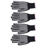 4Pcs Heat Resistant Gloves High Temperature Resistant Anti Scalding Mitts with Silicone BumpsWhite Silicone Pink Edge - Rear View