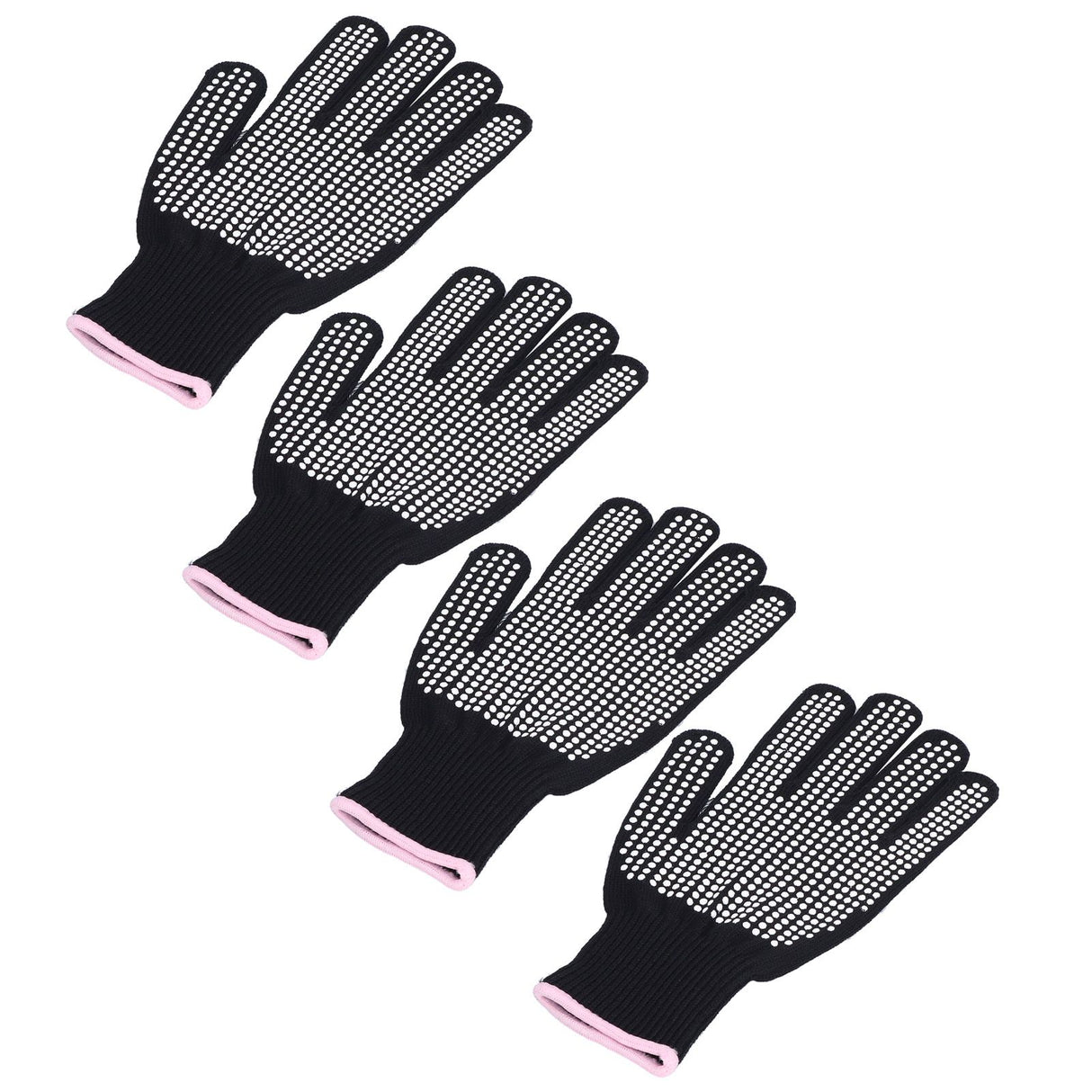 4Pcs Heat Resistant Gloves High Temperature Resistant Anti Scalding Mitts with Silicone BumpsWhite Silicone Pink Edge