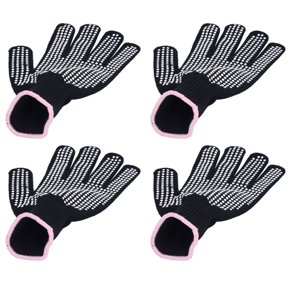 4Pcs Heat Resistant Gloves High Temperature Resistant Anti Scalding Mitts with Silicone BumpsWhite Silicone Pink Edge