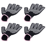 4Pcs Heat Resistant Gloves High Temperature Resistant Anti Scalding Mitts with Silicone BumpsWhite Silicone Pink Edge
