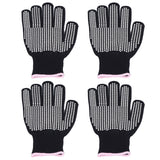 4Pcs Heat Resistant Gloves High Temperature Resistant Anti Scalding Mitts with Silicone BumpsWhite Silicone Pink Edge