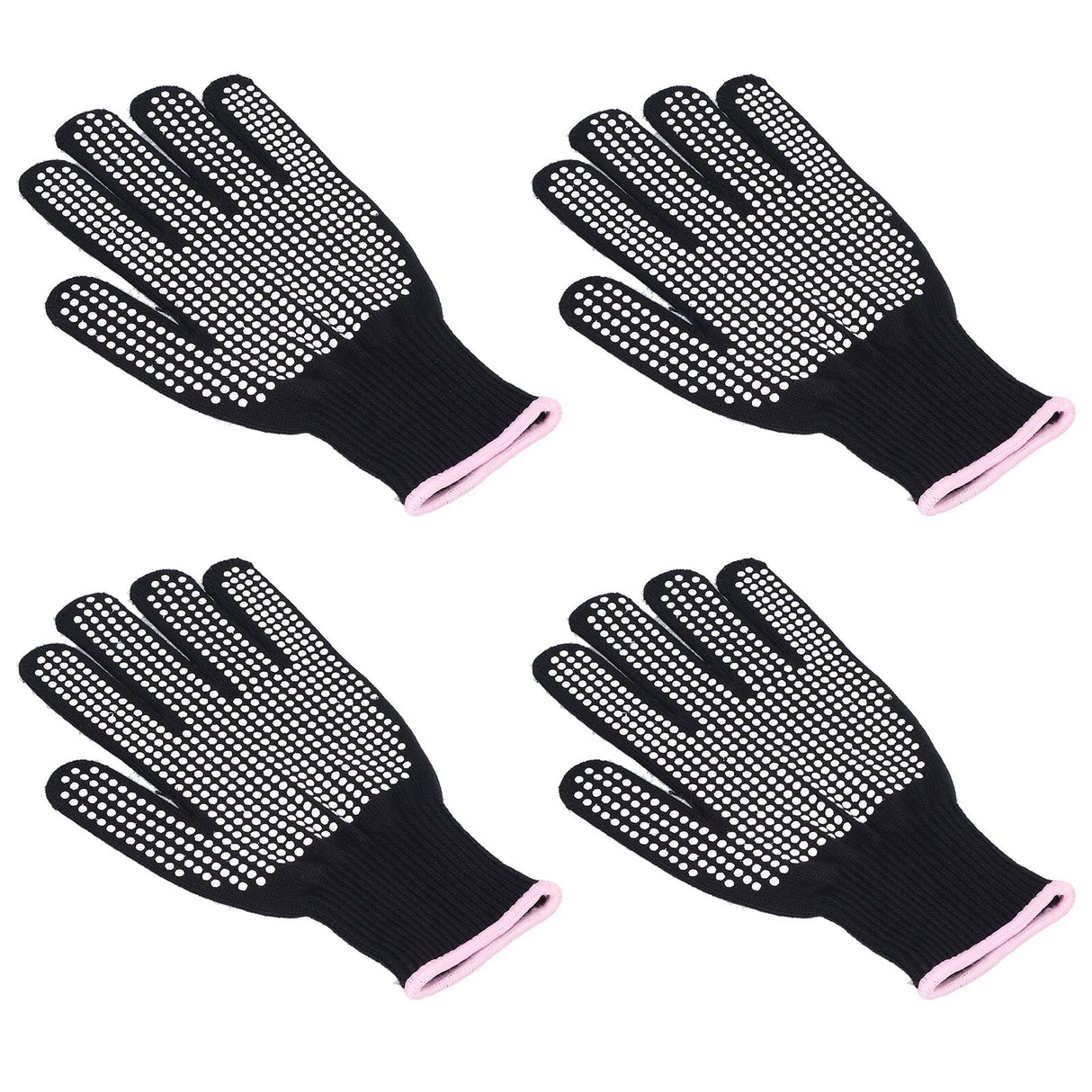 4Pcs Heat Resistant Gloves High Temperature Resistant Anti Scalding Mitts with Silicone BumpsWhite Silicone Pink Edge