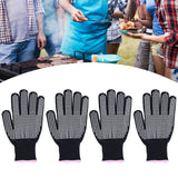 4Pcs Heat Resistant Gloves High Temperature Resistant Anti Scalding Mitts with Silicone BumpsWhite Silicone Pink Edge