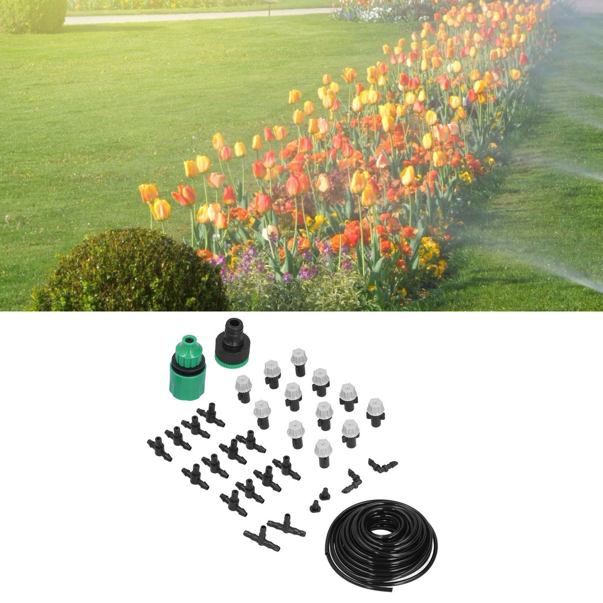 Irrigation Kit 10m Hose Watering Sprinkler Punch Free Automatic Atomizing Nozzle Garden Irrigation Set