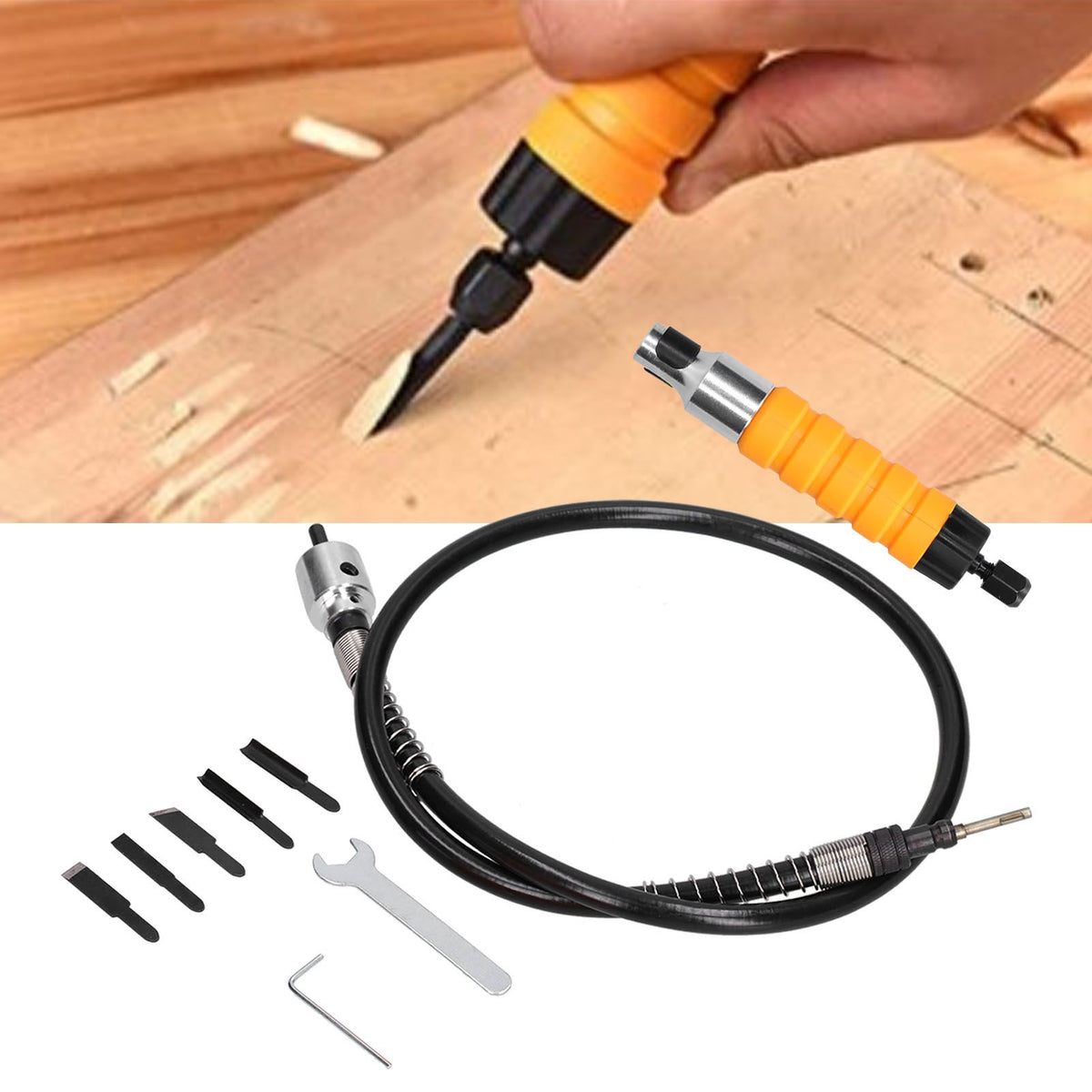 Electric Wood Chisel Carving Tool Electric Woodworking Chisel with Flexible Shaft Carving Knife Set
