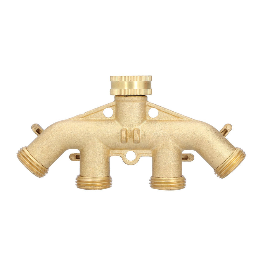 G3/4 4 Way Hose Splitter Brass Garden Hose Faucet Adapter Joint Connector Irrigation Accessory