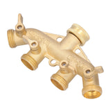 G3/4 4 Way Hose Splitter Brass Garden Hose Faucet Adapter Joint Connector Irrigation Accessory