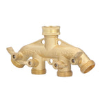 G3/4 4 Way Hose Splitter Brass Garden Hose Faucet Adapter Joint Connector Irrigation Accessory