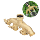 G3/4 4 Way Hose Splitter Brass Garden Hose Faucet Adapter Joint Connector Irrigation Accessory - Extra Image