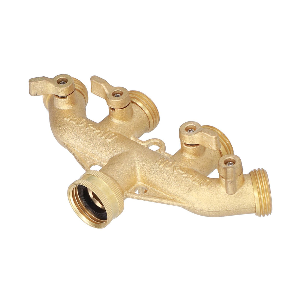 G3/4 4 Way Hose Splitter Brass Garden Hose Faucet Adapter Joint Connector Irrigation Accessory