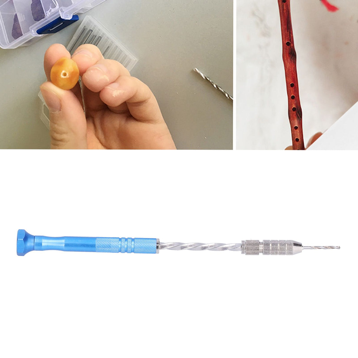 Hand Drill Jewelry Carving Drill Blue Stainless Steel Punching Drilling Tool for Woodworking