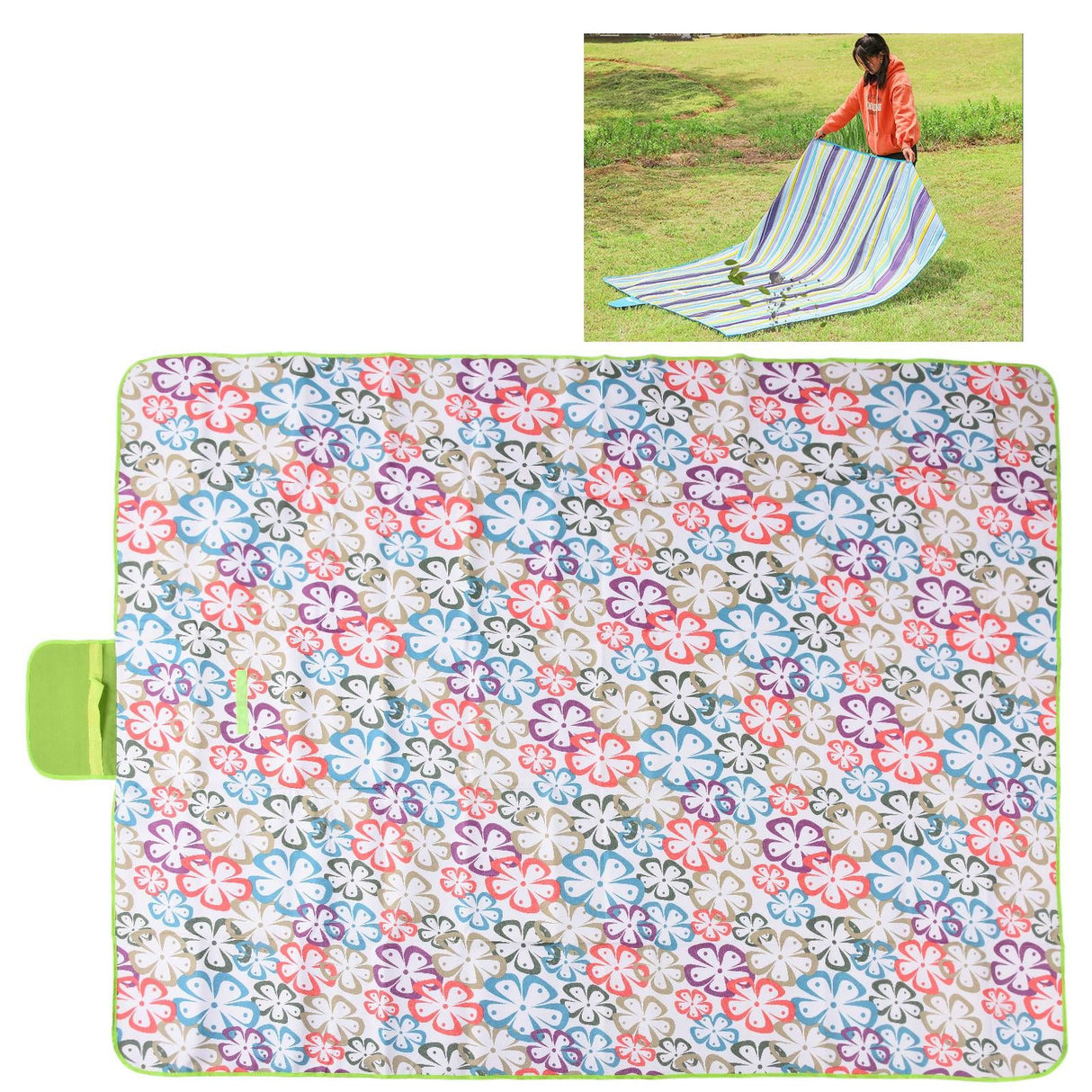 145/200 Picnic Blanket Outdoor Blanket with Large Size Waterproof Sandproof Portable for Camping and TravelingFloral