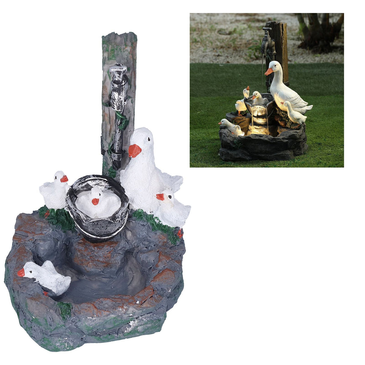 Garden Duck Family Statue Originality Resin Sculpture Ornament Decoration for Yard Patio Fountain Garden