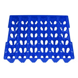 5PCS Plastic Egg Flats 30 Cell Egg Crates Holder Tray for Storage Transportation Home Farm SuppliesBlue - Side View