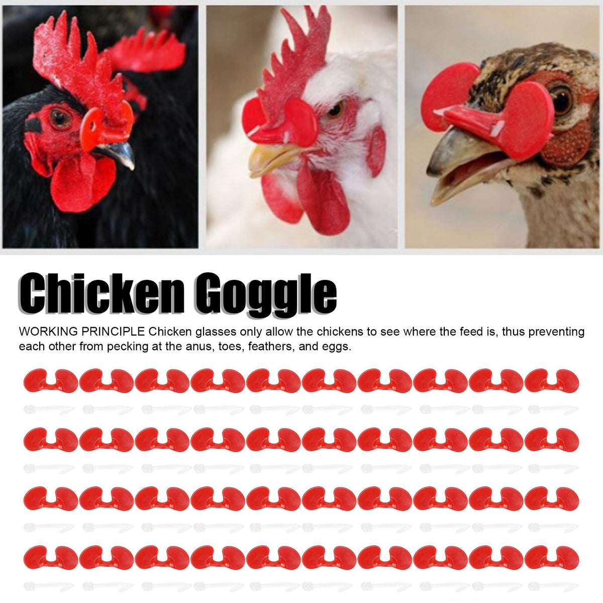 1000Set 6cm Chicken Blinders with Holes Plastic Anti Pecking Chicken Eye Glasses Goggles Accessory