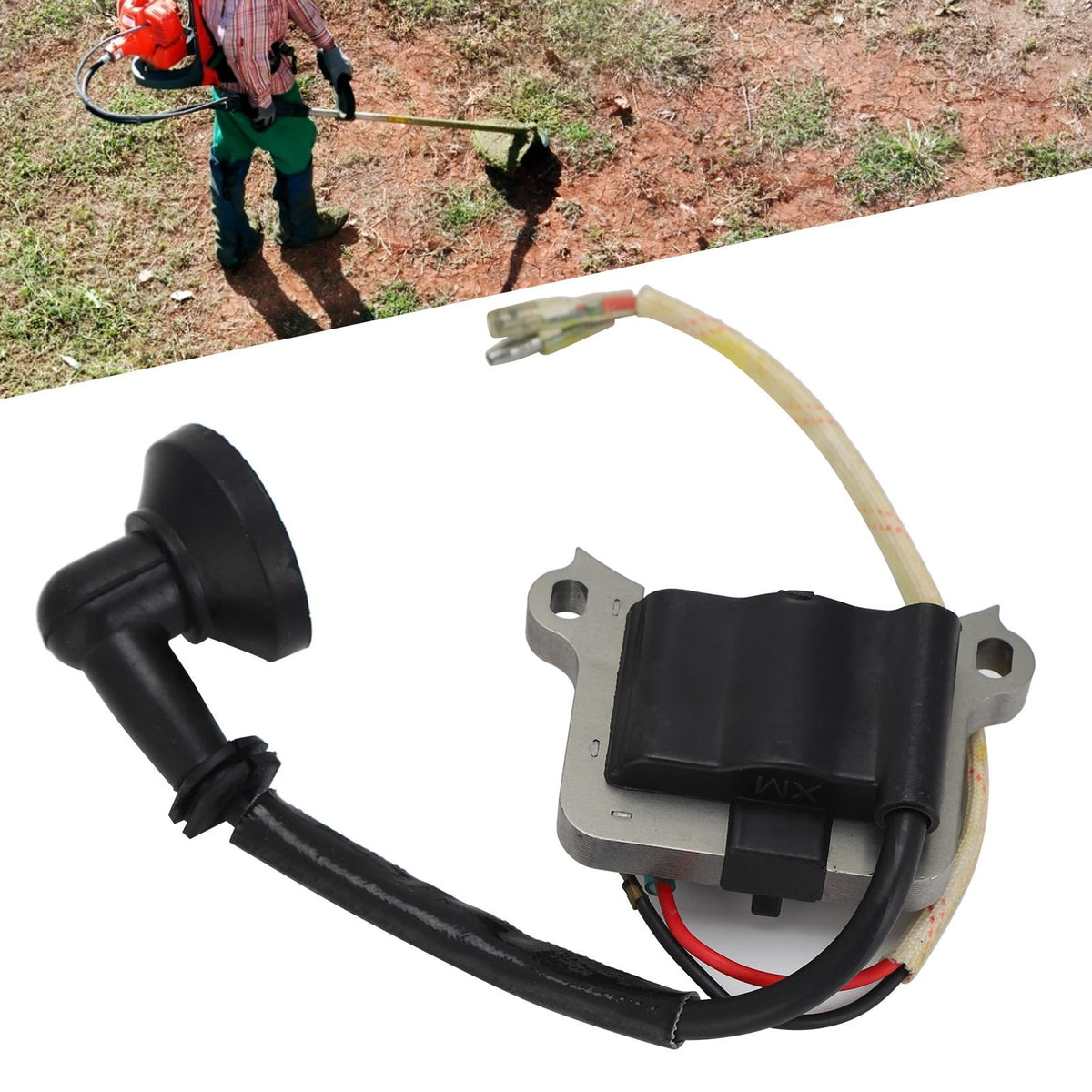 Lawn Mower Ignition Coil Plastic Case Manganese Steel Silicone Ignition Coil Fit for 43CC 52CC CG430 CG520