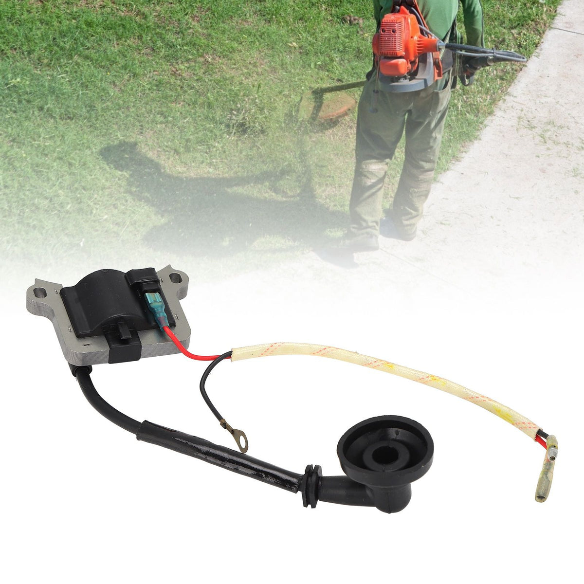 Lawn Mower Ignition Coil Plastic Case Manganese Steel Silicone Ignition Coil Fit for 43CC 52CC CG430 CG520