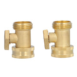 2PCS G3/4 Shut Off Valve Garden Hose Brass Stop Valve with 2 Way Screw Interface for Irrigation Equipment - Side View