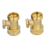 2PCS G3/4 Shut Off Valve Garden Hose Brass Stop Valve with 2 Way Screw Interface for Irrigation Equipment - 45-Degree Angle