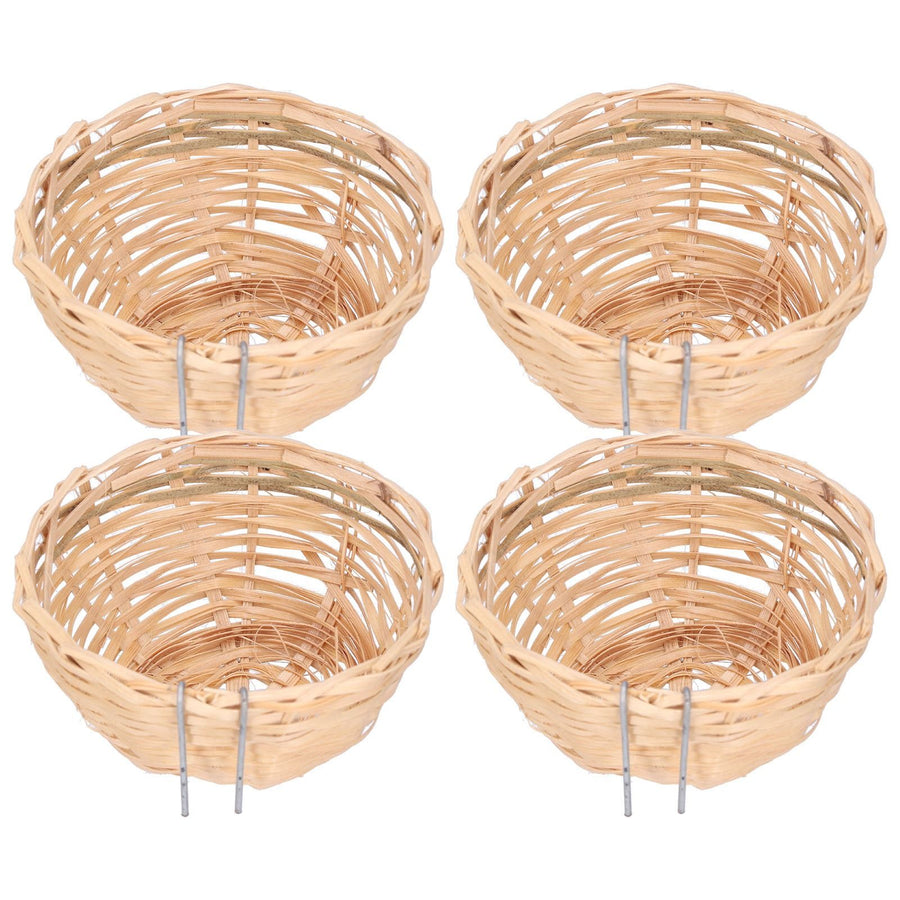4pcs Bamboo Bird Nest Handmade Weaving Breeding Resting Bird House with Hook for Parrots Canary