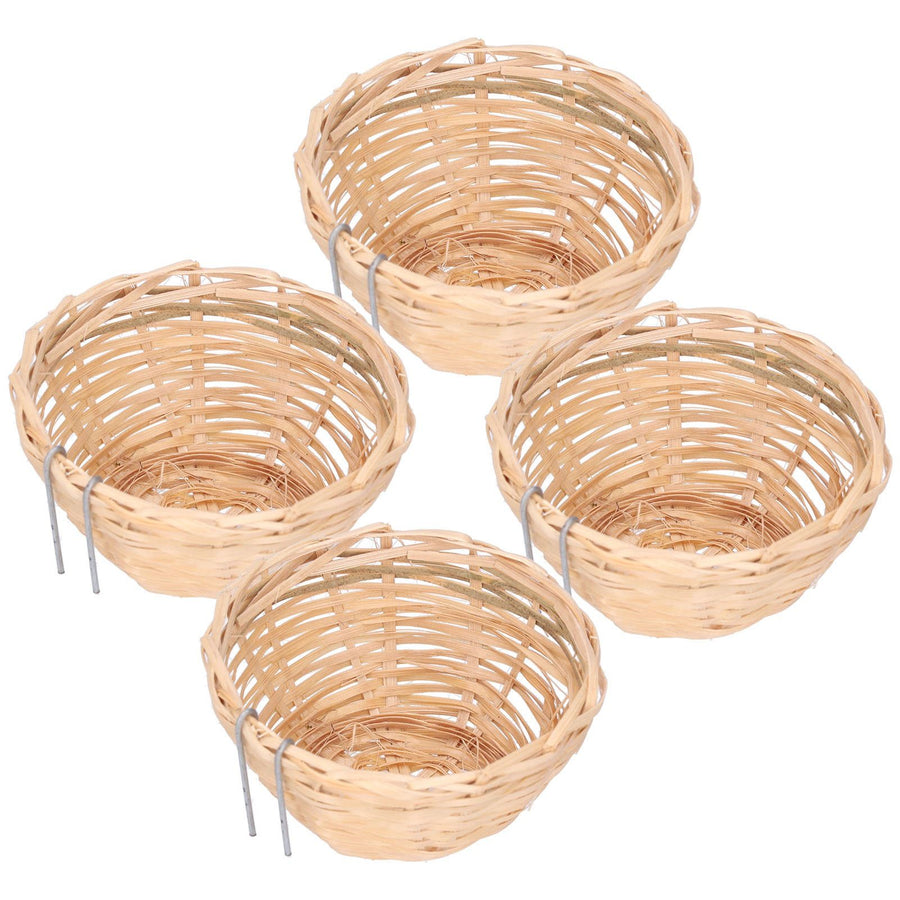 4pcs Bamboo Bird Nest Handmade Weaving Breeding Resting Bird House with Hook for Parrots Canary