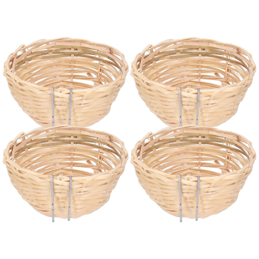4pcs Bamboo Bird Nest Handmade Weaving Breeding Resting Bird House with Hook for Parrots Canary