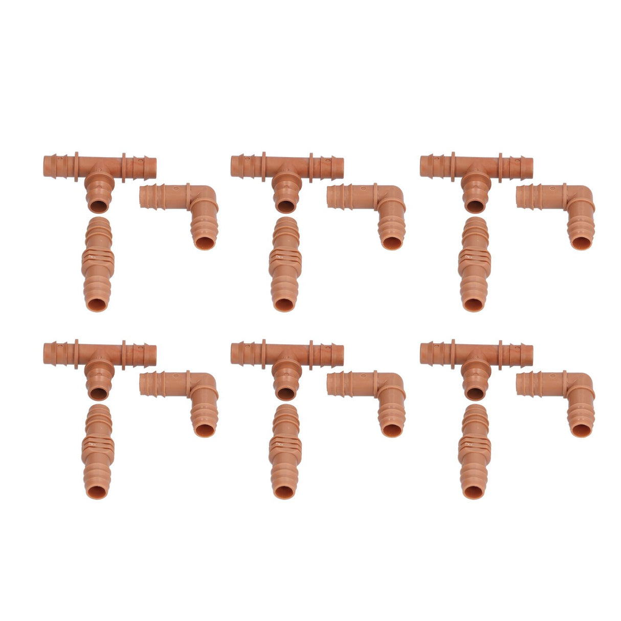 18Pcs Irrigation Fittings Kit Brown Water Barbed Coupling Connecter for 16mm Pipes