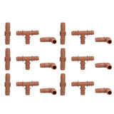 18Pcs Irrigation Fittings Kit Brown Water Barbed Coupling Connecter for 16mm Pipes