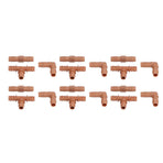 18Pcs Irrigation Fittings Kit Brown Water Barbed Coupling Connecter for 16mm Pipes